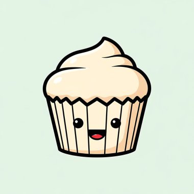 şirin cupcake çizgi film vektör çizimi grafik tasarımı