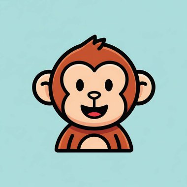 Şirin maymun çizgi filmi. Beyaz arka planda izole edilmiş çizgi film hayvanının vektör çizimi