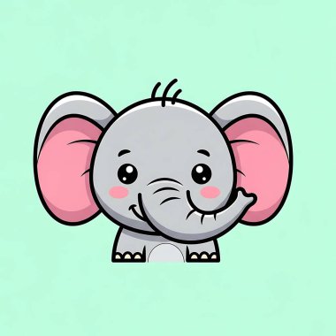 Şirin fil çizgi filmi. Büyük gözlü filin vektör çizimi