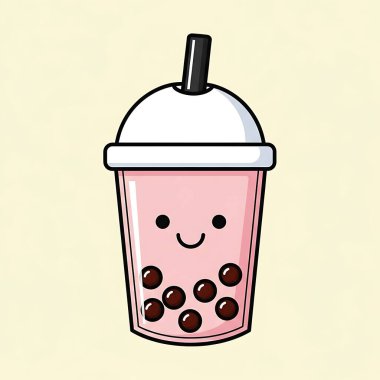 Kahve fincanının arka planında kahve olan sevimli karakter çizimi.