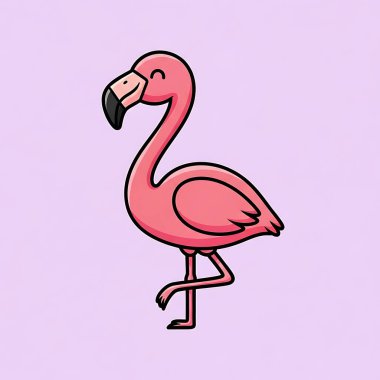 vektör flamingo karikatürü pembe arkaplanda izole edildi