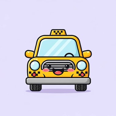 Arabadaki sevimli araba karakteri. Vektör çizimi. izole çizgi film simgesi