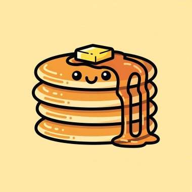 Büyük bir krep karikatürü. kawaii karakteri.