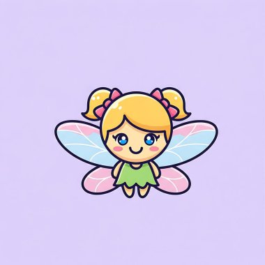 Şirin küçük kız peri karakter vektör çizimi
