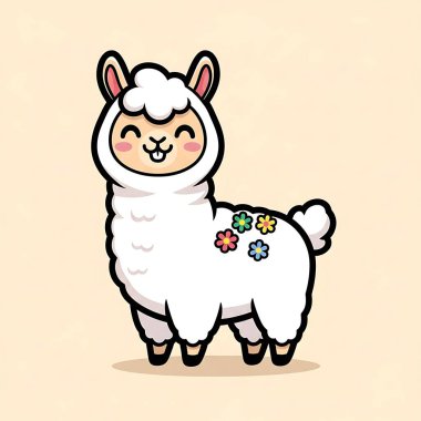 Beyaz arka planda sevimli koyun çizgi filmi
