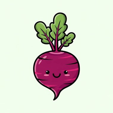 sevimli ve komik karikatür turp kawaii vektör çizimi