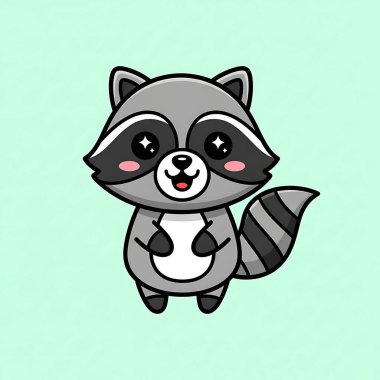 vektör çizgi filmi kırmızı gözlü sevimli rakun hayvanı.