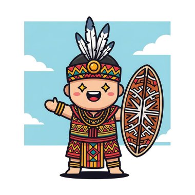 Sevimli Hintli çocuk çizgi film vektör çizimi grafik tasarımı