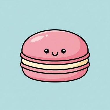 Pembe arka planda izole edilmiş şirin pembe yüzlü vektör karikatür.