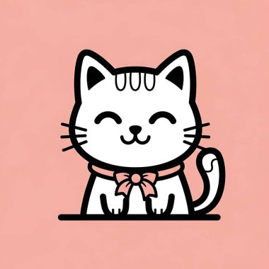 Şirin kedi çizgi film karakteri vektör çizimi grafik tasarımı