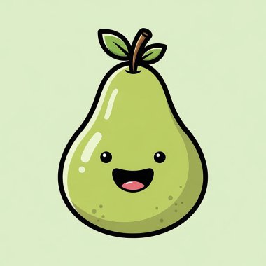 Yapraklı armut karikatür yüzünün vektör çizimi