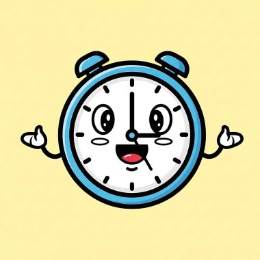 Beyaz çalar saati olan çalar saat. Çizgi film vektör çizimi