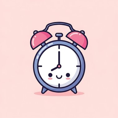 Alarmlı saat çizgi film vektör simgesi. Alarm saat çizimi