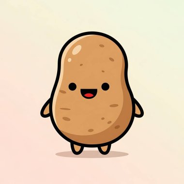 Modern vektör stilinde mutlu ifadesi olan sevimli patates karakteri.