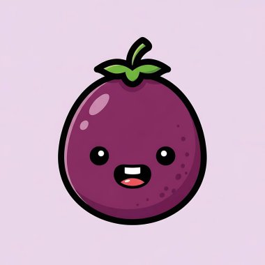 Tatlı patlıcan çizgi film karakteri. vektör illüstrasyonu.