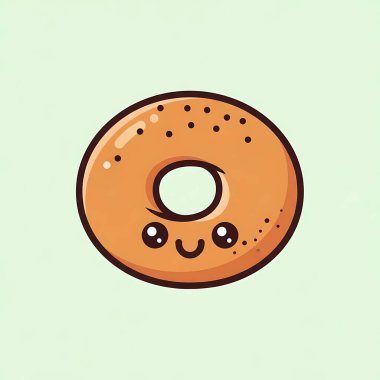 Beyaz arka planda izole edilmiş, komik gözlü şirin bir çörek. vektör illüstrasyonu