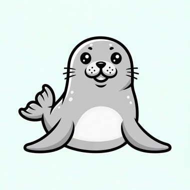 Güzel karikatür foku. Vektör illüstrasyonu.