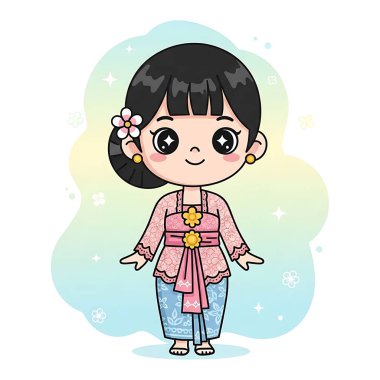 vektör çizgi film Asyalı kız