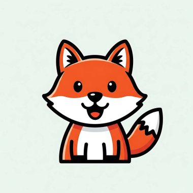 Küçük şirin tilki ikonu. Düz renk tasarımı. vektör illüstrasyonu.