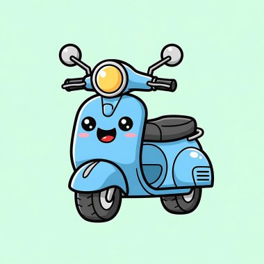 Güzel scooter çizgi film karakteri. vektör illüstrasyonu.