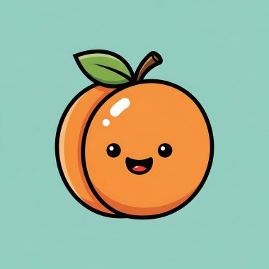 Şirin, mutlu, gülümseyen portakal renkli meyve vektörü çizimi