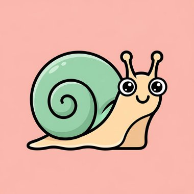 vektör şirin çizim, salyangoz çizgi film karakteri.