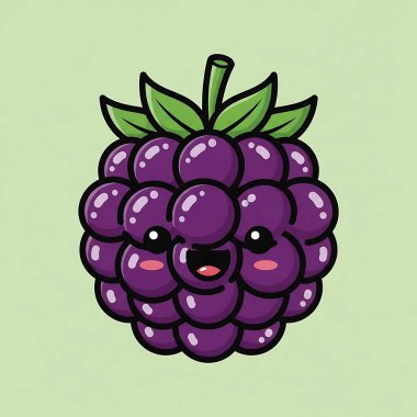 Şirin ve kawaii çizgi filmi çilek meyvesi