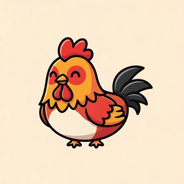 Çizgi filmdeki sevimli kırmızı tavuğun vektör çizimi