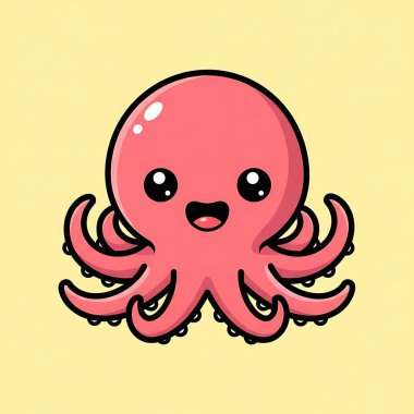 şirin ahtapot vektör çizimi