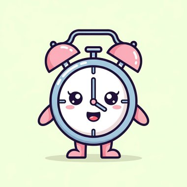 şirin alarmlı saat çizgi film vektör çizimi grafik tasarımı