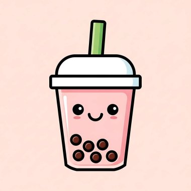 Kawaii şirin mutlu çizgi film kahve fincanı