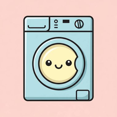Çamaşır vektörü çizimi olan şirin çamaşır makinesi.