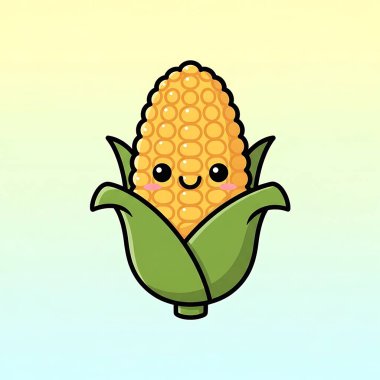 Şirin mısır çizgi film vektör simgesi