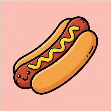 Sosisli sandviç fast food çizgi film vektör çizimi karalama ikonu resmi