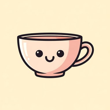 Kahve Kupası çizgi film karakteri vektör çizim tasarım