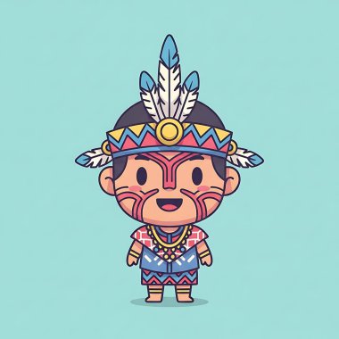 Hint yerli kültürü. Çizgi film karakteri. vektör illüstrasyonu