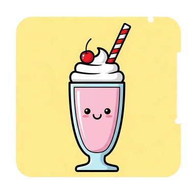 Çizgi film milkshake simgesinin vektör çizimi