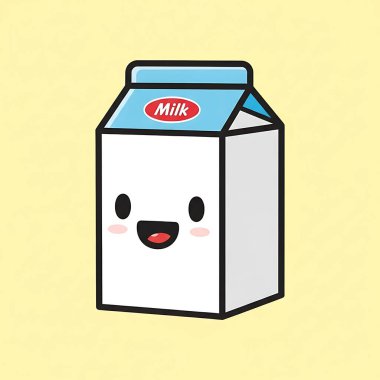 Şirin süt kawaii karakteri