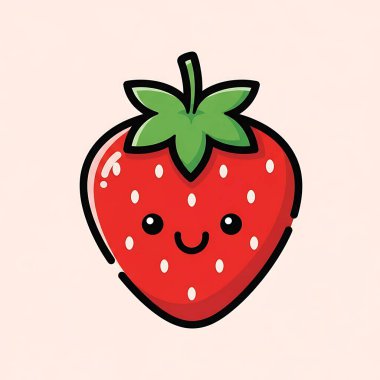 Çilekli kawaii tatlı kawaii karakteri