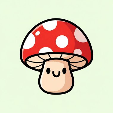 Çizgi film karalaması mutlu gülümseyen mantar, vektör illüstrasyonu.