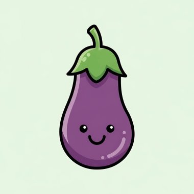 Şirin patlıcan karikatür vektör çizimi