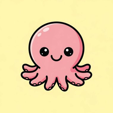 ahtapot çizgi film çizim vektörü. İzole görüntü. Sevimli hayvan..