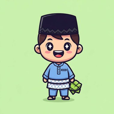 Tatlı Müslüman çocuk çizgi film karakteri