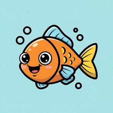 Sevimli balık karikatür vektör çizim