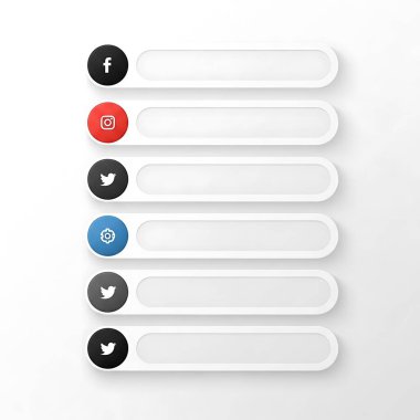 Yuvarlak dikdörtgenler üzerine popüler sosyal medya logoları