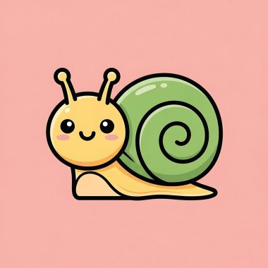 Salyangoz, çizgi film, sevimli hayvan vektörü, karakter tasarımı, illüstrasyon, vektör.