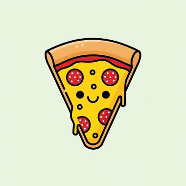 Sarı arkaplanda pizza simgesinin vektör çizimi