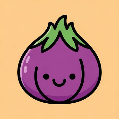 Tatlı Patlıcan Çizgi Filmi. Vektör İllüstrasyonu