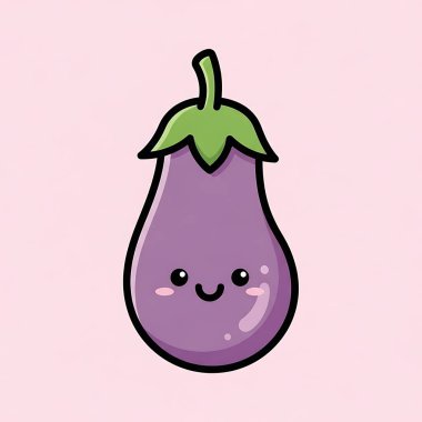 şirin patlıcan çizgi film karakter vektör çizimi