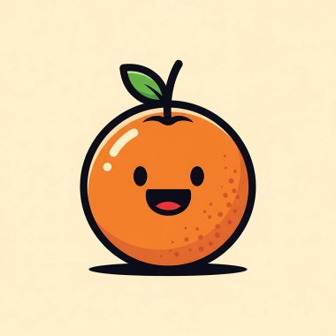 Yüzünde gülümseme ve sevimli kawaii suratlı çizgi film portakal resimlerinin vektör çizimi. beyaz arkaplanda izole edilmiş.